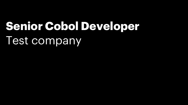 Senior Cobol Developer