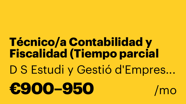 Técnico/a Contabilidad y Fiscalidad (Tiempo parcial mañanas)