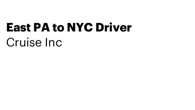 East PA to NYC Driver