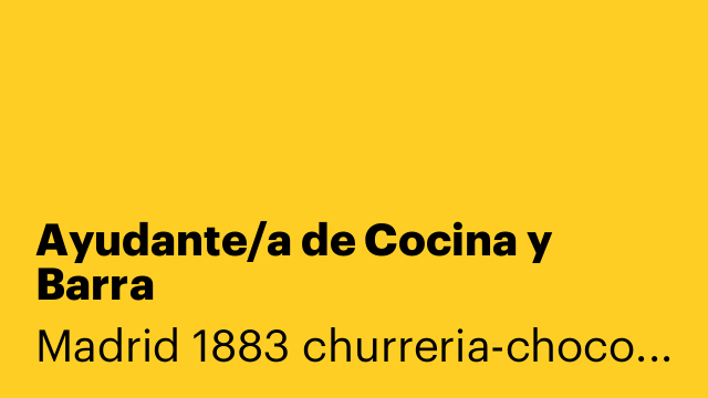 Ayudante/a de Cocina y Barra