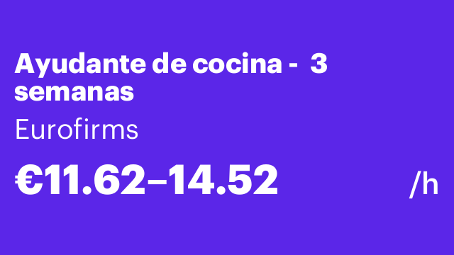 Ayudante de cocina -  3 semanas