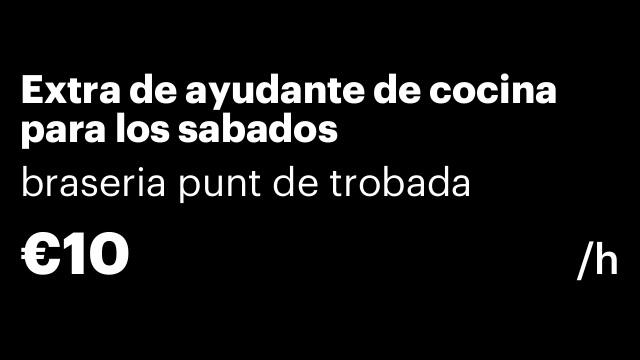 Extra de ayudante de cocina para los sabados