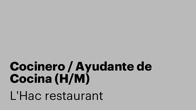 Cocinero / Ayudante de Cocina (H/M)