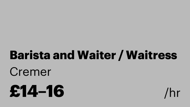 Barista and Waiter / Waitress