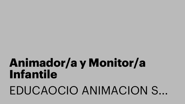 Animador/a y Monitor/a Infantile