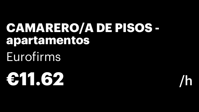 CAMARERO/A DE PISOS - apartamentos