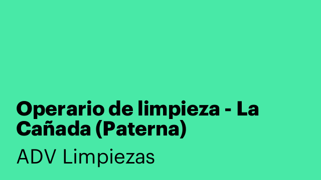Operario de limpieza - La Cañada (Paterna)