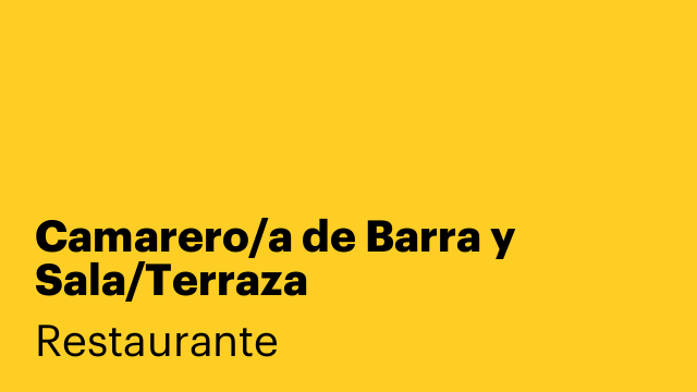 Camarero/a de Barra y Sala/Terraza