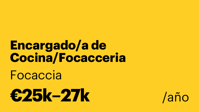 Encargado/a de Cocina/Focacceria