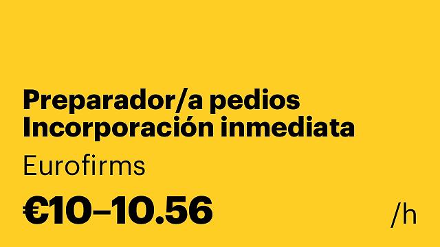 Preparador/a pedidos Incorporación inmediata
