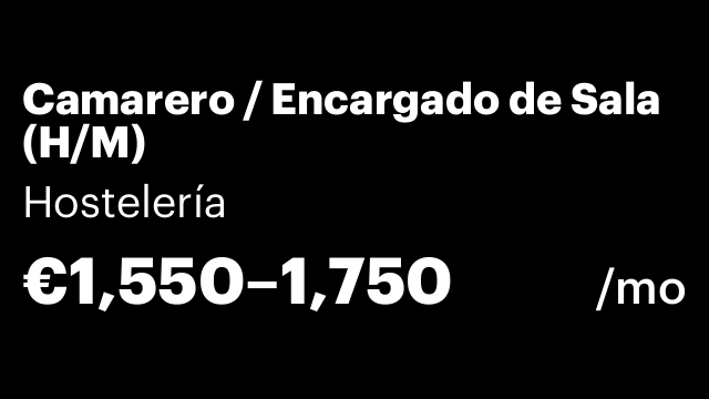 Camarero / Encargado de Sala (H/M)