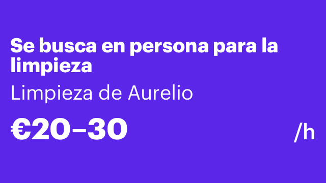 Se busca en persona para la limpieza