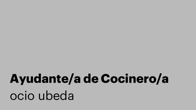 Ayudante/a de Cocinero/a