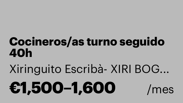 Cocineros/as turno seguido 40h