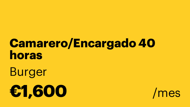 Camarero/Encargado 40 horas
