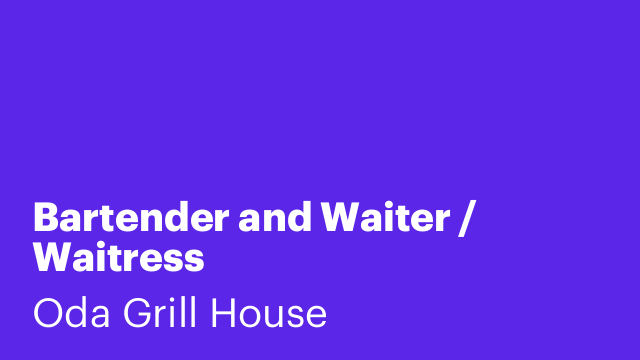 Bartender and Waiter / Waitress
