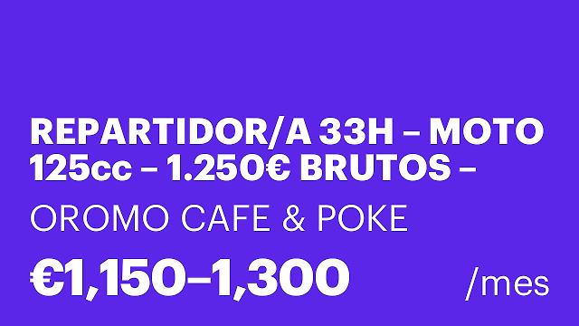 REPARTIDOR/A 33H – MOTO 125cc – 1.250€ BRUTOS – TORRELAVEGA