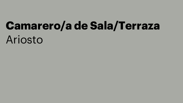 Camarero/a de Sala/Terraza