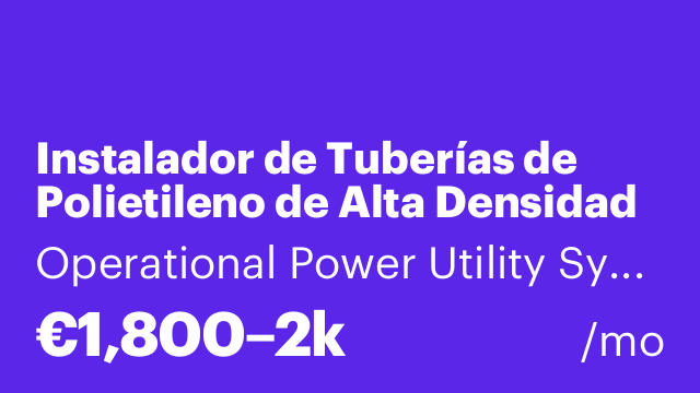 Instalador de Tuberías de Polietileno de Alta Densidad (HDPE)