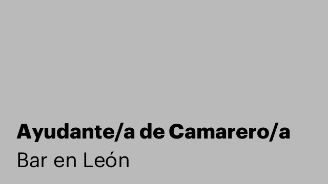 Ayudante/a de Camarero/a