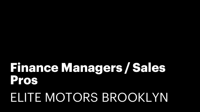 Finance Managers / Sales Pros