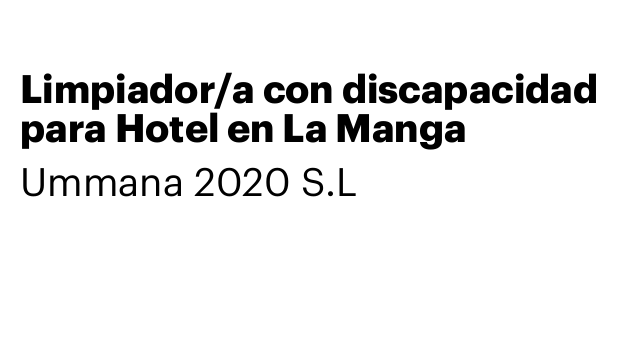 Limpiador/a con discapacidad para Hotel en La Manga