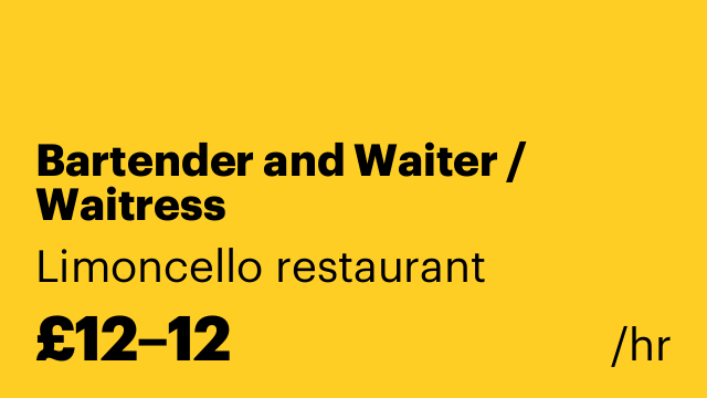 Bartender and Waiter / Waitress