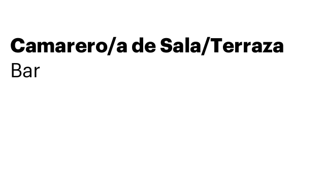 Camarero/a de Sala/Terraza
