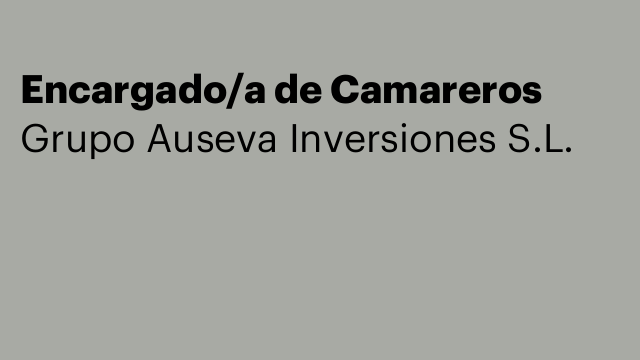Encargado/a de Camareros