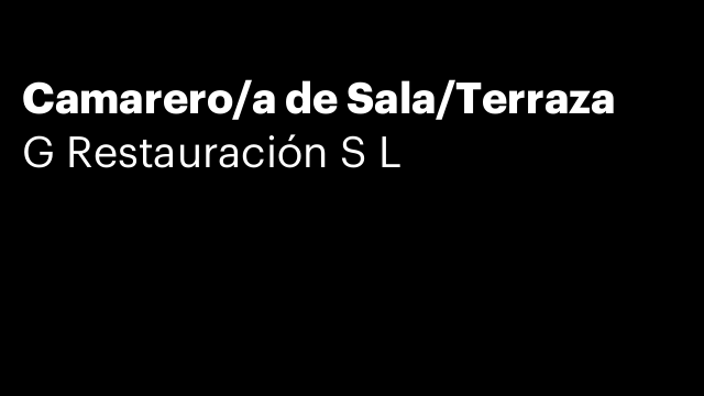 Camarero/a de Sala/Terraza