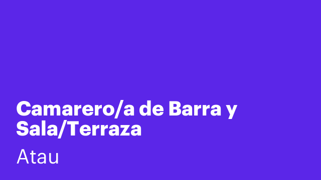 Camarero/a de Barra y Sala/Terraza