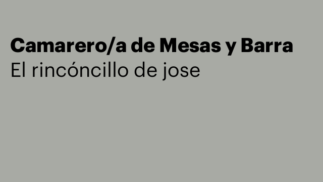 Camarero/a de Mesas y Barra