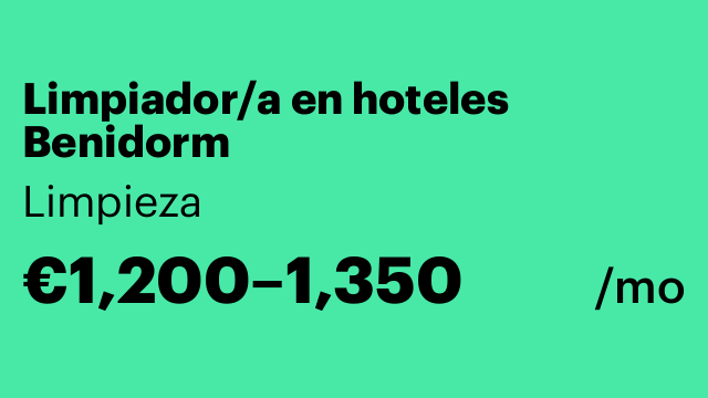 Limpiador/a en hoteles Benidorm