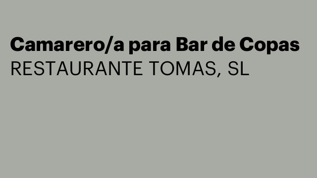 Camarero/a para Bar de Copas