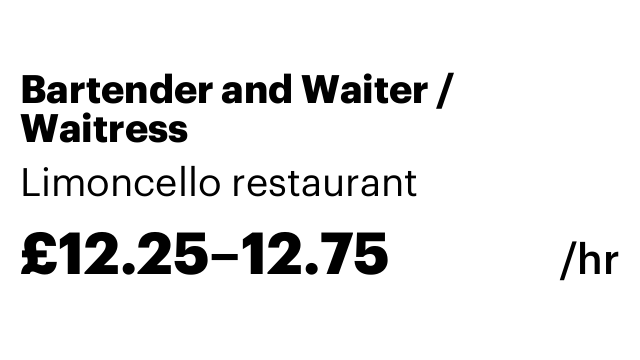 Bartender and Waiter / Waitress