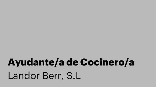 Ayudante/a de Cocinero/a