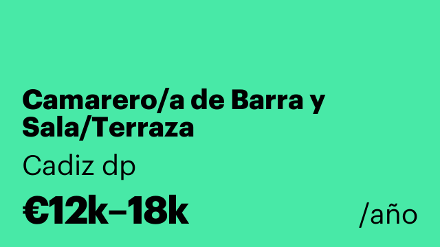 Camarero/a de Barra y Sala/Terraza