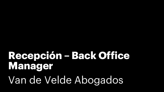 Recepción – Back Office Manager