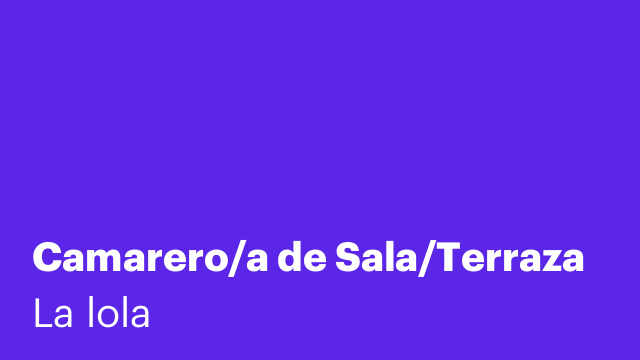 Camarero/a de Sala/Terraza