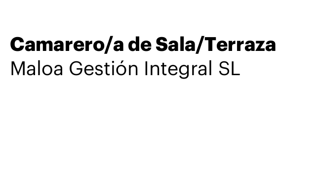 Camarero/a de Sala/Terraza