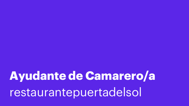 Ayudante de Camarero/a