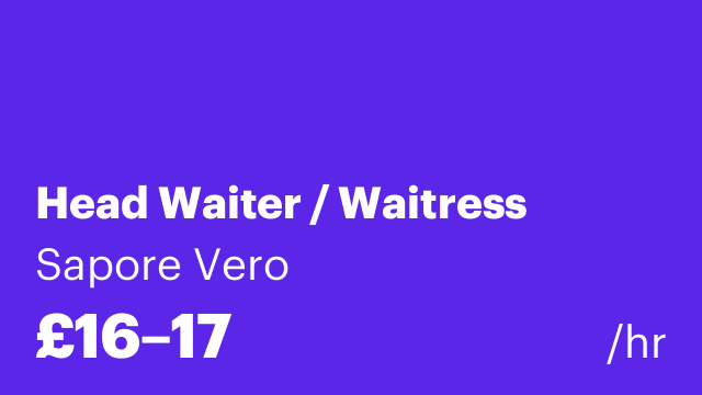 Head Waiter / Waitress