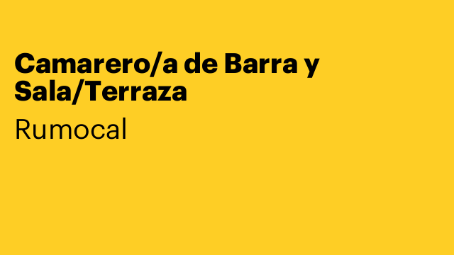 Camarero/a de Barra y Sala/Terraza