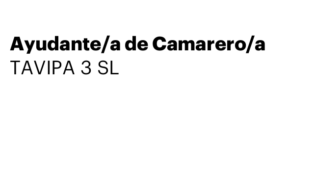 Ayudante/a de Camarero/a