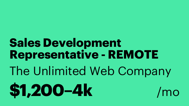 Sales Development Representative - REMOTE WORK