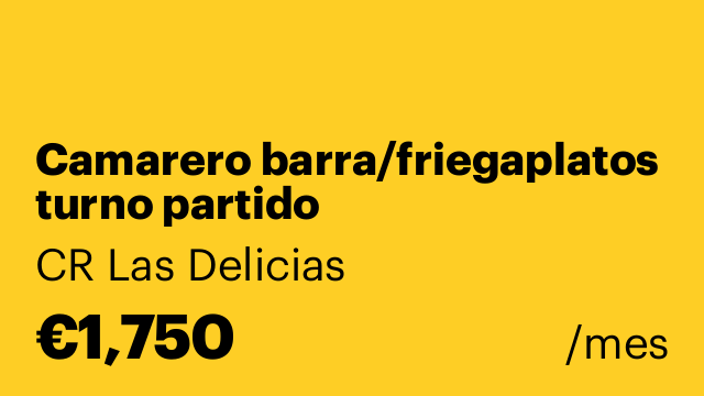 Camarero barra/friegaplatos turno partido