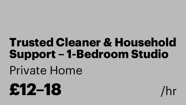 Trusted Cleaner & Household Support – 1-Bedroom Studio