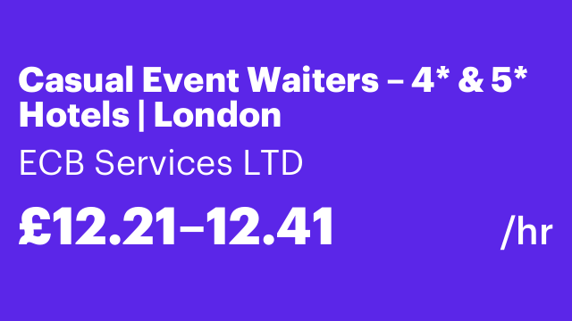 Casual Event Waiters – 4* & 5* Hotels | London