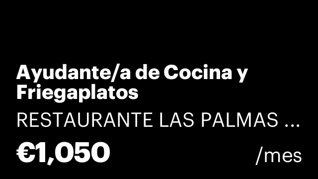 Ayudante/a de Cocina y Friegaplatos