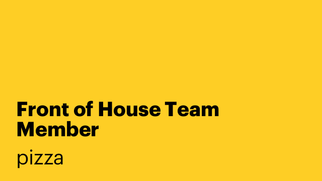 Front of House Team Member